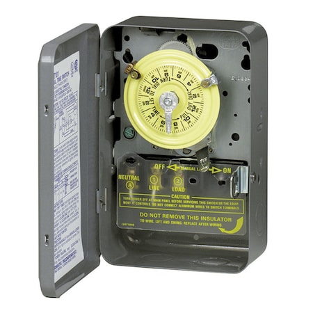 Intermatic 24-Hour Mechanical Time Switch, 120 VAC, 60Hz, SPST, Indoor Metal Enclosure, 1 Hour Interval T101D89
